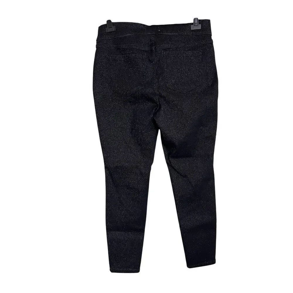 Lane Bryant Jeans Womens Size 16 Black Jegging Pull On High Rise Sparkle Stretch